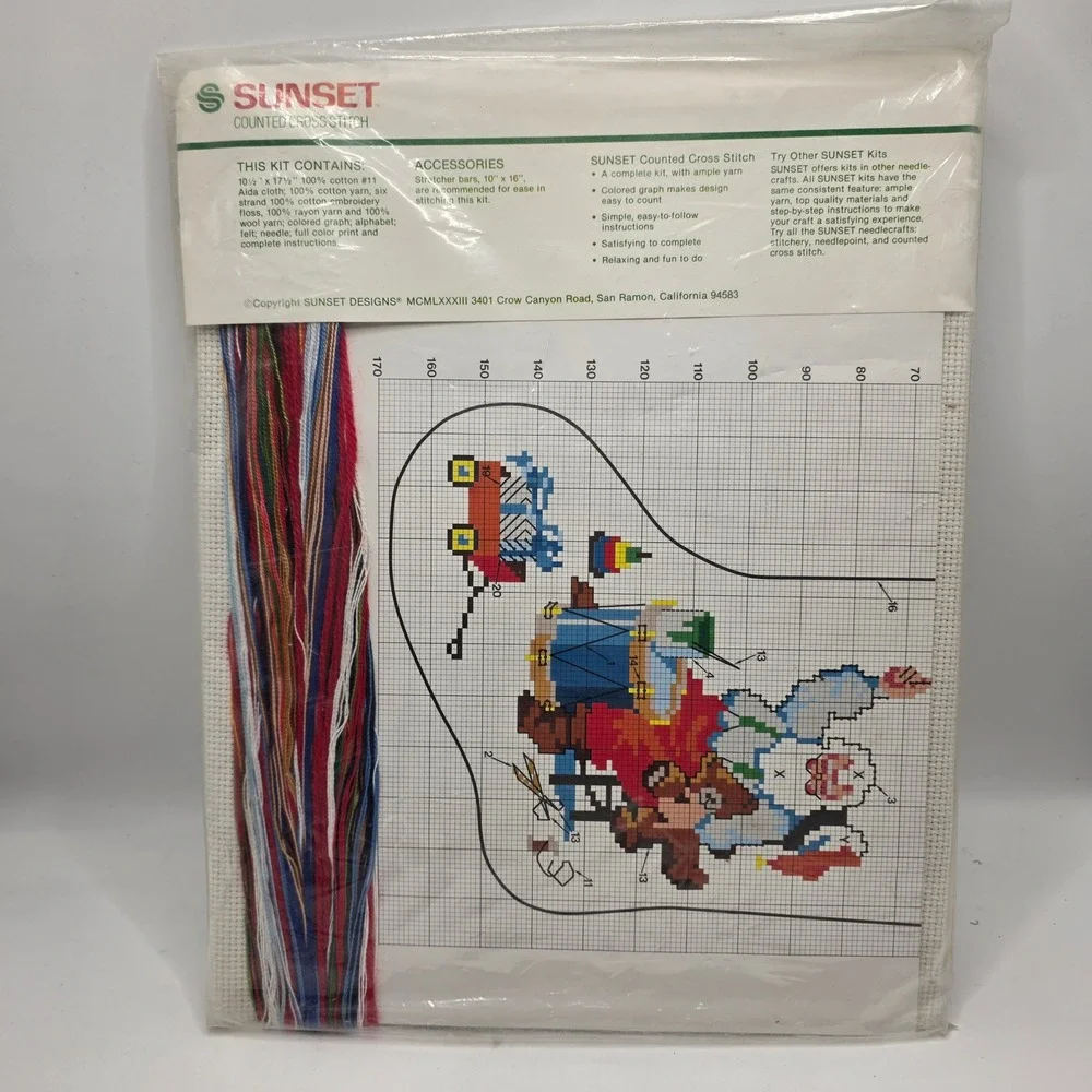 Sunset‎ Cross Stitch Kit Santa's Finishing Touch Red White 1983 Vintage Stocking